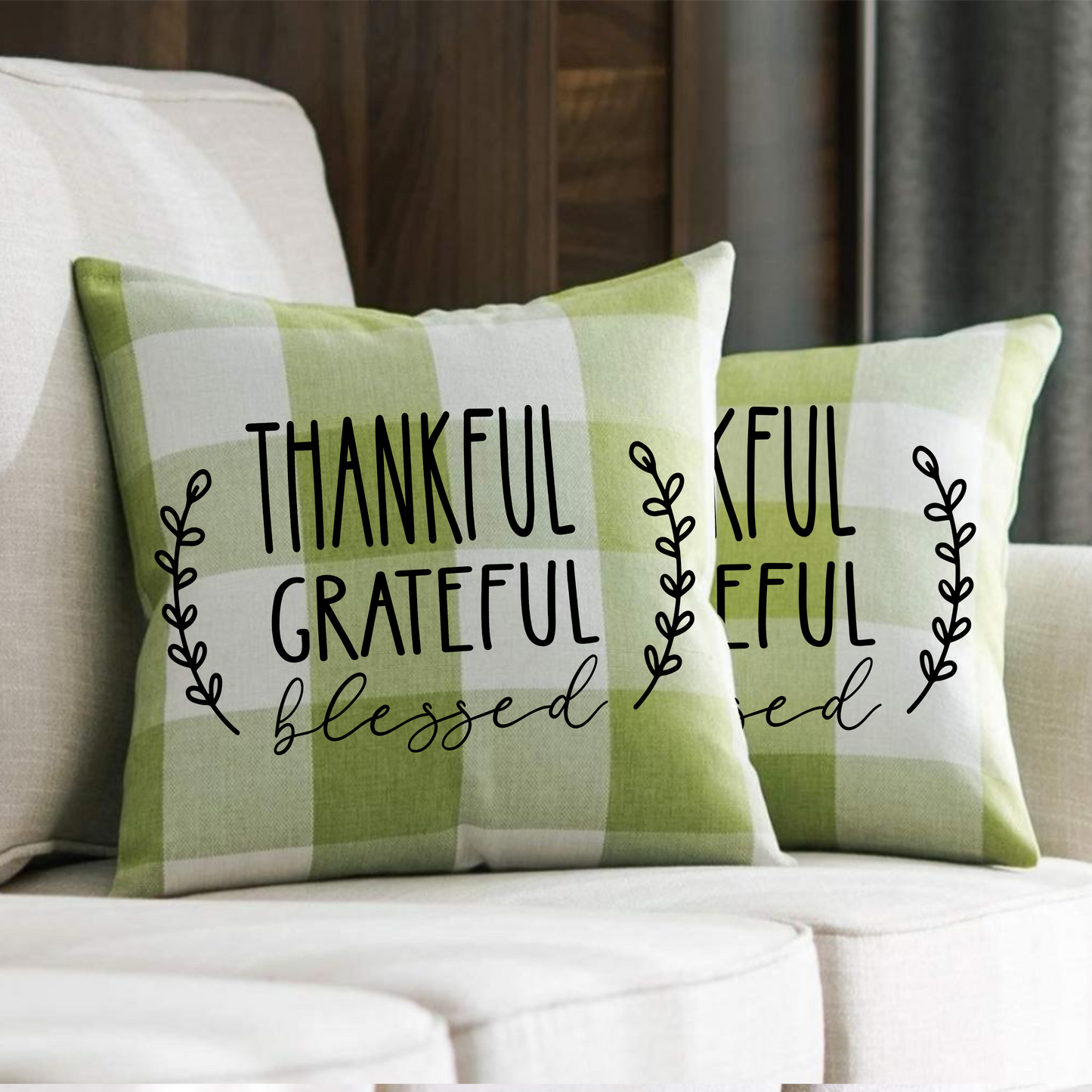 Thankful, Grateful, Blessed Pillow Covers